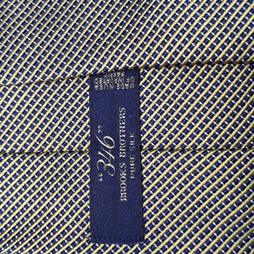 Brooks Brothers yellow, blue and white striped silk tie